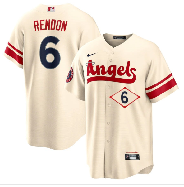 Men's Los Angeles Angels #6 Anthony Rendon 2022 Cream City Connect Cool Base Stitched Jersey